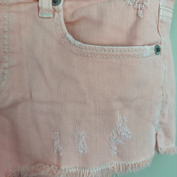 American Eagle Jean Shorts Womens 8 Peach Fray Distressed Stretch - Picture 2 of 5